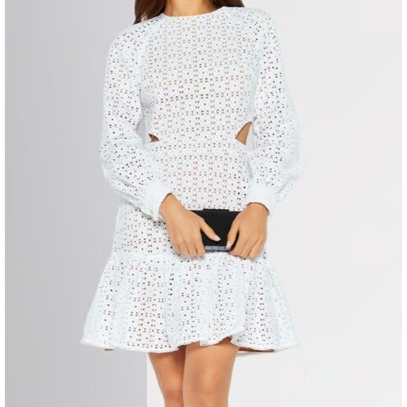 Michael Kors Dresses & Skirts - Michael Kors Size 6 White Eyelet Cut-Out Long Sleeve Women's Mini Dress NWT